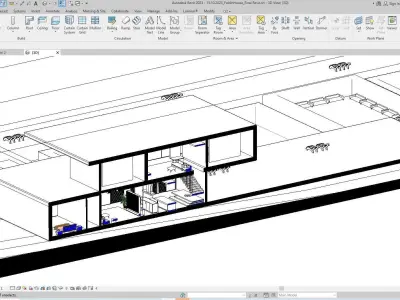 Folding modern architecture beach house Revit Rocks underground 3D model