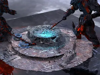 Genma Temple sci fi arena base cliffs 3D model