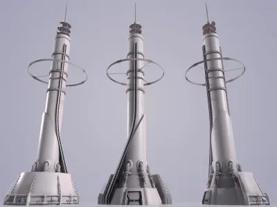 Sci-fi Tower Low-poly 3D model buy