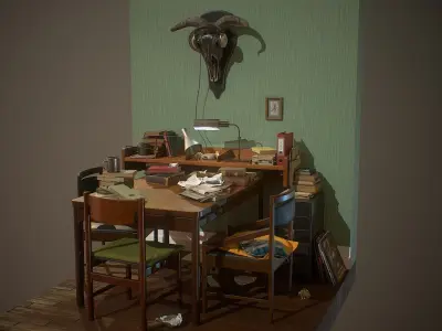 Partial living room display Low-poly 3D model