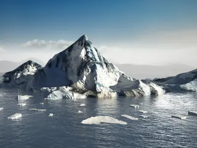 Icebergs icescape snow ice polar pole ocean water sea arctic  3D model