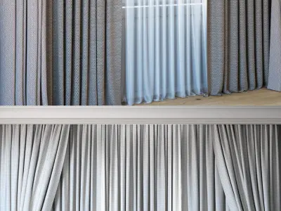 Curtains with tulle set 04  3D model