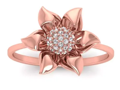 Solitaire Wedding Engagement Women Light Weight Flower Rings 3D print model