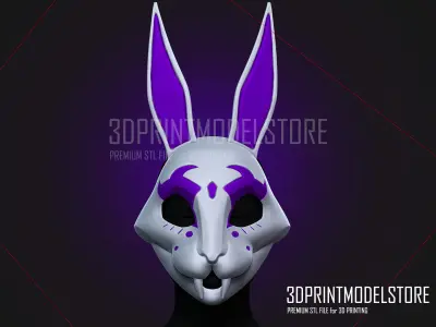 Neon White Cosplay Mask - Neon Violet - Japanese Kitsune 3D print model