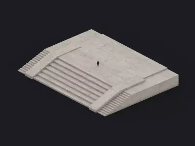 Brutalist Entrance Stairs 25 Low-poly 3D model