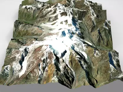 Mountain landscape Kazbek Caucasus 3D model