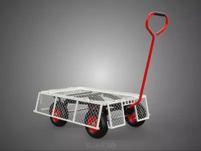 COMPACT FOLDING METAL GRID SIDE MESH TROLLEY CART WAGON DOLLY 4W 3D model