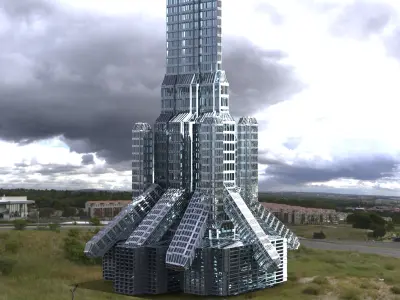 Cyberpunk Tower Grid politicians Grand Tower 3D model