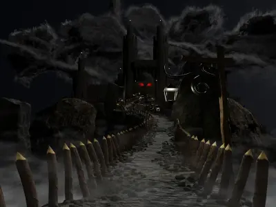 Graveyard Castle Scene 3D model