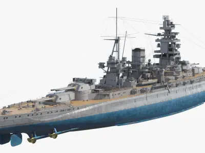 Weathered Naval Warship with Corrosion and Paint Damage Grey Used Rigged for Cinema 4D 3D model