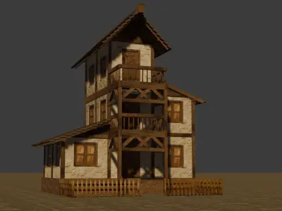 Authentic Low Poly Medieval House Pack for RPG Game Design Low-poly 3D model