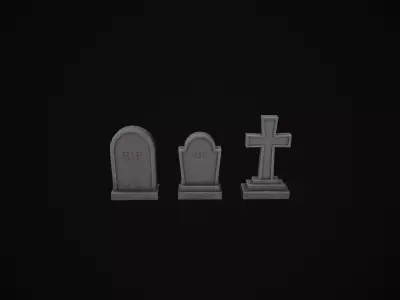 Headstones - Tombstones - Gravestones - Set of 3 Low-poly 3D model