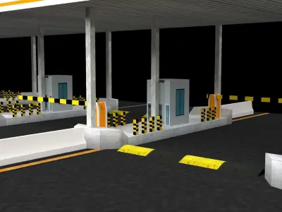 Tool gate and Road Elements low polly  Low-poly 3D model