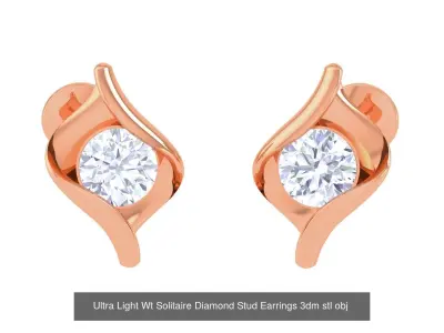 35 Ultra Light Wt Solitaire Diamond Stud Earrings 3dm stl obj 3D Model Pack