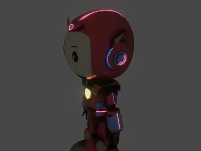 Cute Cartoon Robot 3D Character Animation Low-poly 3D model