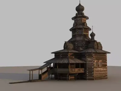 Russian wooden church in Suzdal town 3D model