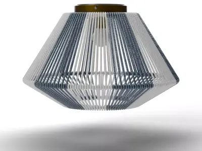 Flush Mount Ceiling Light with Woven Paper Rope Shade Chandelier Low-poly 3D model