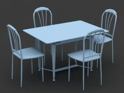 Chair and Table Set 3D model
