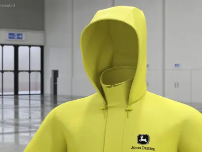 John Deere Unisex Yellow Rain Jacket 3D model
