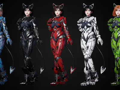 Cosmo Cat Girl - Game Ready Low-poly 3D model