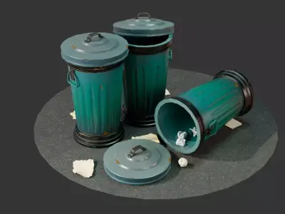 Stylized Trashcan 3D Model Pack