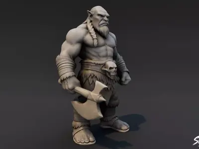 Ogre Warrior Standing Guard Statue Low-poly 3D model