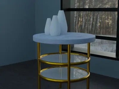 modern Table with vases 3D model