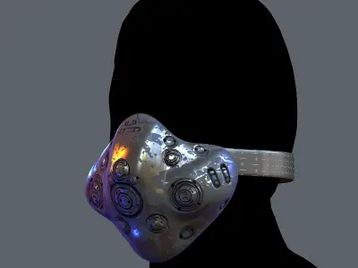 Gas mask helmet 3d model scifi Low-poly  Low-poly 3D model