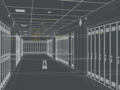 School Corridor Low-poly 3D model