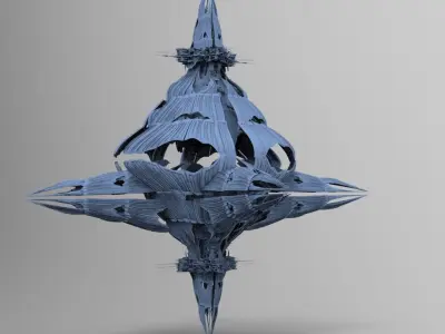 Aster Flower alien Diamond Tower  Low-poly 3D model