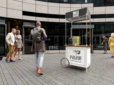  COFFE STAND 002 Low-poly 3D model