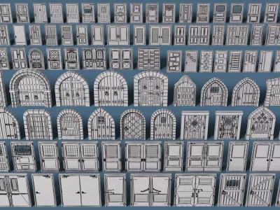 Doors Collection - 101 pieces Low-poly 3D model