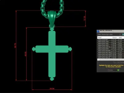 High Cross Pendant Light Gold 18K 3CP044 3D model