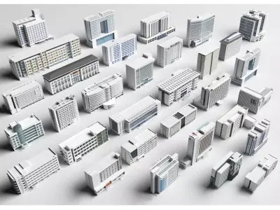 Architecture house backdrop residential  office building city 3D model 4