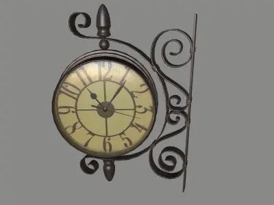 Street Clock Low-poly 3D model
