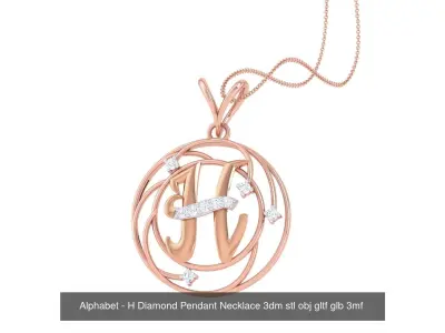 26 Alphabet Letters Diamond Pendant Necklace 3dm stl obj gltf 3D Model Pack