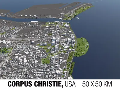 Corpus Christie 50x50km 3D City Map 3D model
