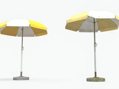 Garden Umbrella - 5 Color Variants  Low-poly 3D model