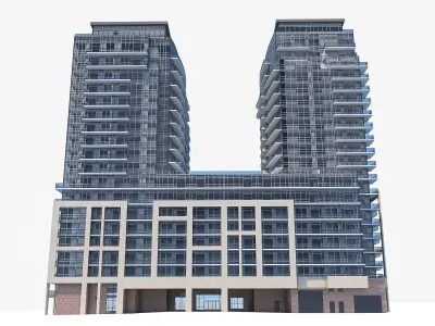 Residential Tower Complex 03 Low-poly 3D model