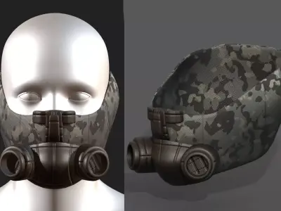 Gas mask helmet 3d model military combat  Low-poly 3D model