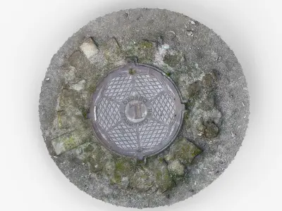 Photorealistic 3D scan of manhole Hatch cover Sewer Manhole Low-poly 3D model