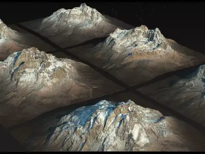 Himalayan mountains Pack - 6 Gameready Meshes Low-poly 3D model