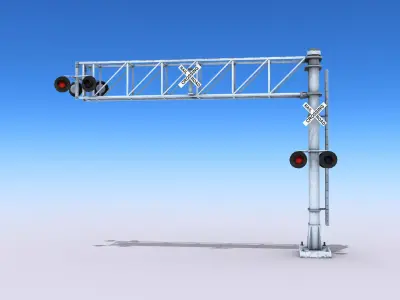 Crossing Gate Signals Low-poly 3D model