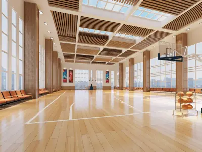 Modern Indoor Basketball Stadium Gymnasium Low-poly 3D model