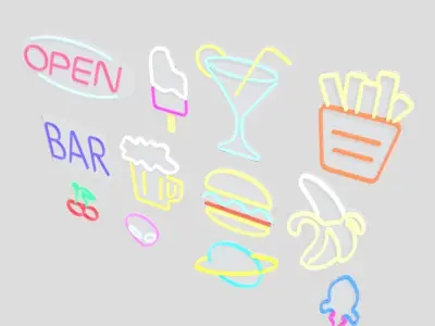 Neon Sign Pack 3 Low-poly 3D model