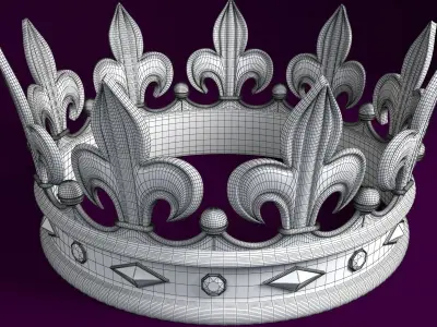Crown golden Low-poly 3D model