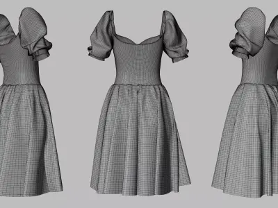 Dress 09 Light Blue Low-poly 3D model