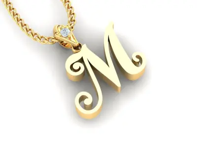 Alphabet V3 Light Gold  Font Pendant M 3D print model