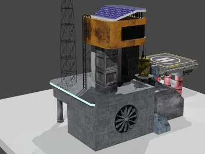 Sci-Fi base low-poly 3D model Low-poly 3D model