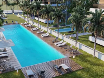 Modern two-block multi-storey site project 3D model